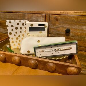 Kate Spade White and Gold Polka Dot Set